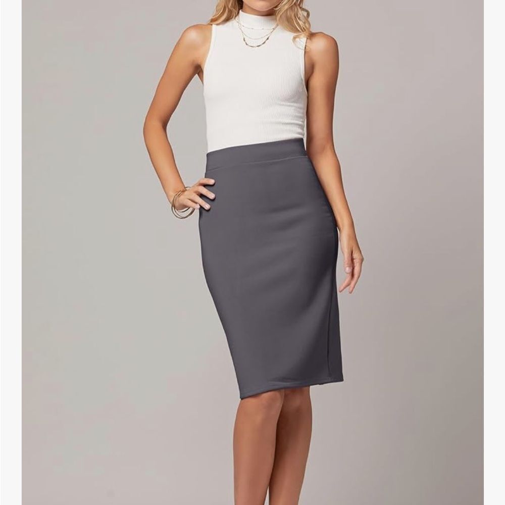Liverpool Bia Knit Pencil skirt gray pull on stretch sz 2 Stitch Fix nwt